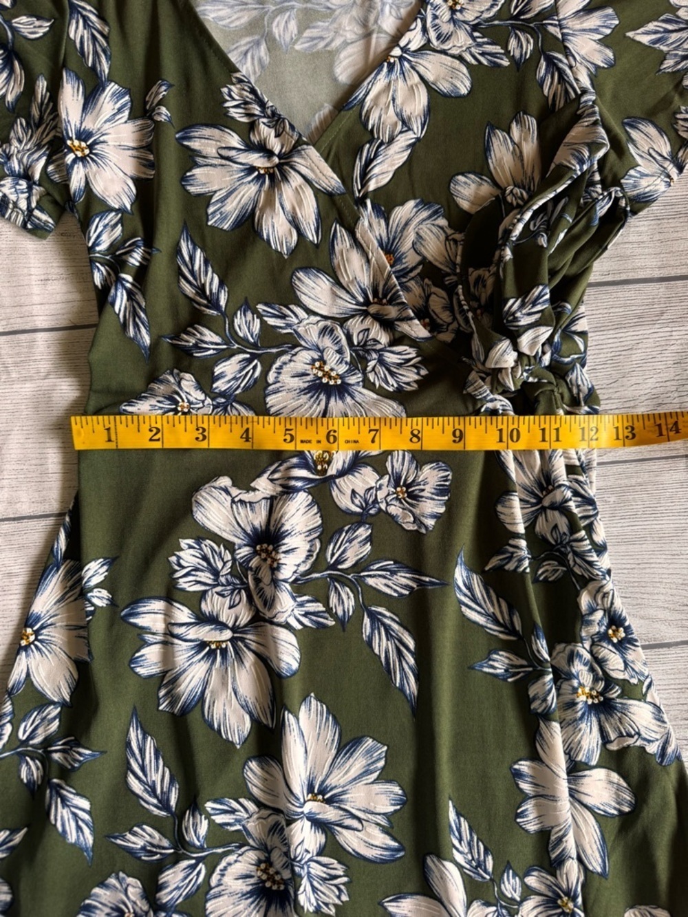 Fortune + Ivy Floral Wrap Dress Green White Midi Hi Low Short Sleeve Size S - Picture 8 of 11